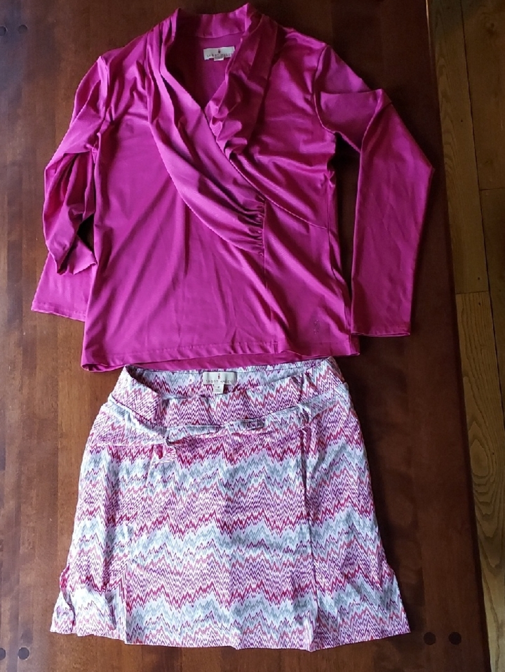 Sport Haley Pink and Red Zigzag Skirt Set